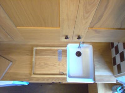 photo of hand made kitchen (sink area) taken from above